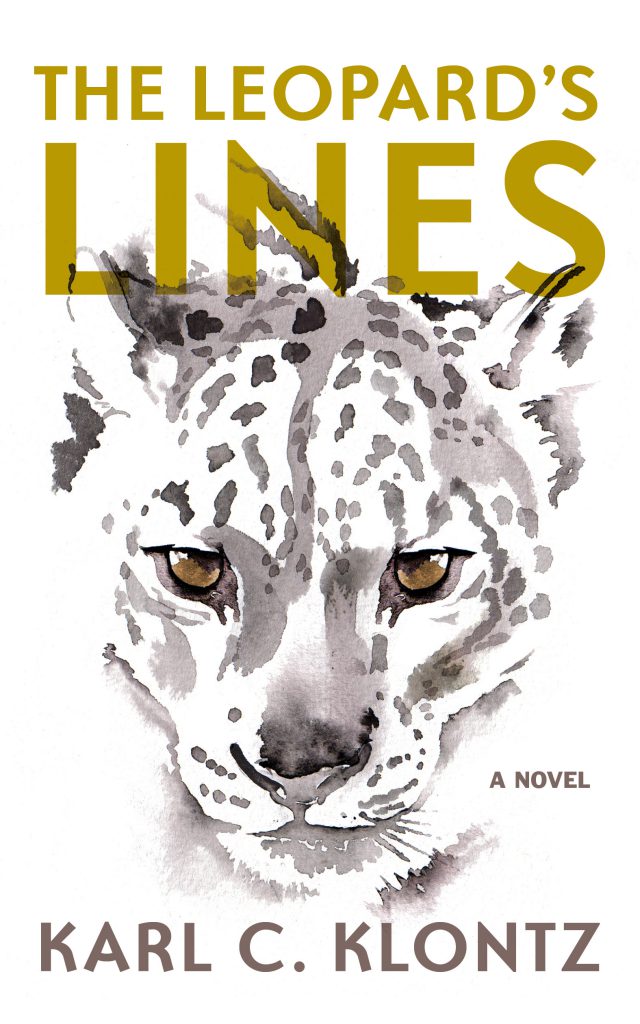 Book cover featuring an illustration of a leopard's face